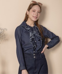 RESPEC（リスペック）の「ラッフルフリル　デニムシャツ（シャツ/ブラウス）」