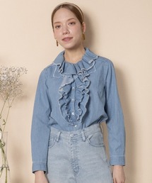 RESPEC（リスペック）の「ラッフルフリル　デニムシャツ（シャツ/ブラウス）」