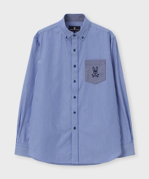 Psycho Bunny（サイコバニー）の「ロンドンストライプ ボタンダウンシャツ（シャツ/ブラウス・メンズ・ネイビー/ライトブルー・LARGE/MEDIUM/X-LARGE）」の6枚目の写真