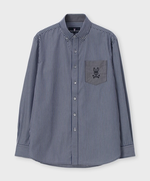 Psycho Bunny（サイコバニー）の「ロンドンストライプ ボタンダウンシャツ（シャツ/ブラウス・メンズ・ネイビー/ライトブルー・LARGE/MEDIUM/X-LARGE）」の14枚目の写真