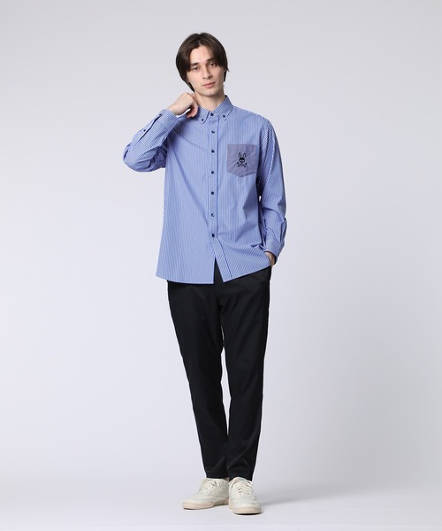 Psycho Bunny（サイコバニー）の「ロンドンストライプ ボタンダウンシャツ（シャツ/ブラウス・メンズ・ネイビー/ライトブルー・LARGE/MEDIUM/X-LARGE）」の5枚目の写真