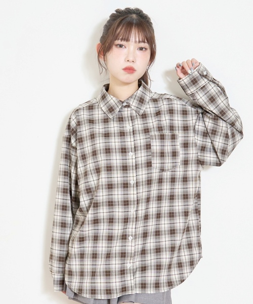 LOVETOXIC（ラブトキシック）の「ルーズチェックシャツ（シャツ/ブラウス・キッズ・ブラック/サックスブルー/ブラウン・M:150cm/L:160cm/S:140cm/130cm）」の15枚目の写真