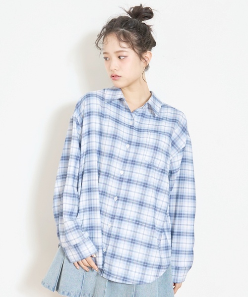 LOVETOXIC（ラブトキシック）の「ルーズチェックシャツ（シャツ/ブラウス・キッズ・ブラック/サックスブルー/ブラウン・M:150cm/L:160cm/S:140cm/130cm）」の17枚目の写真
