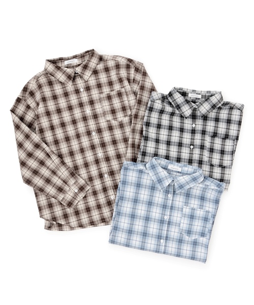 LOVETOXIC（ラブトキシック）の「ルーズチェックシャツ（シャツ/ブラウス・キッズ・ブラック/サックスブルー/ブラウン・M:150cm/L:160cm/S:140cm/130cm）」の5枚目の写真