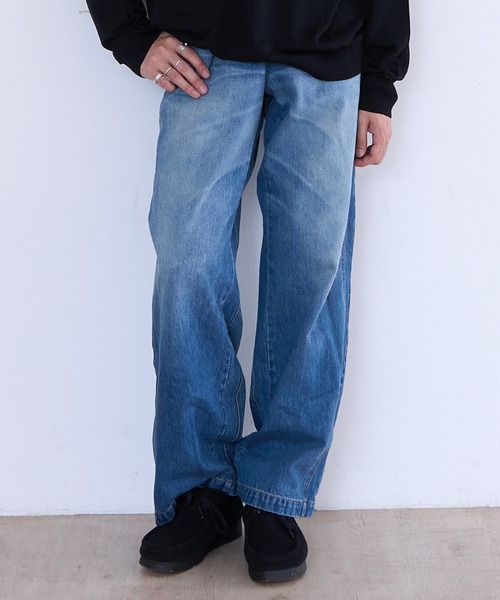 Tamme(タム)の「Tamme DOUBLE KNEE DENIM PANTS (26S0348)(デニムパンツ・メンズ・ブラック/インディゴブルー・1/2)」の2枚目の写真