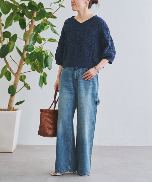 BEARDSLEY（ビアズリー）の「刺繍入りワイドデニム（その他パンツ・レディース・インディゴブルー・3/2/1/0）」の4枚目の写真