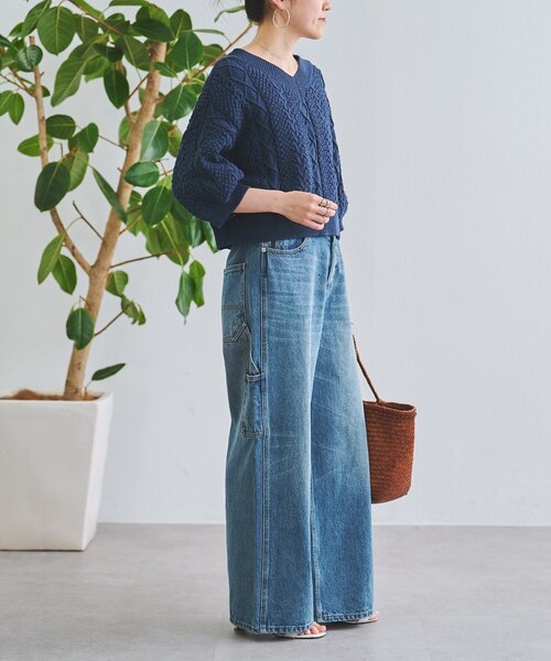 BEARDSLEY（ビアズリー）の「刺繍入りワイドデニム（その他パンツ・レディース・インディゴブルー・3/2/1/0）」の5枚目の写真