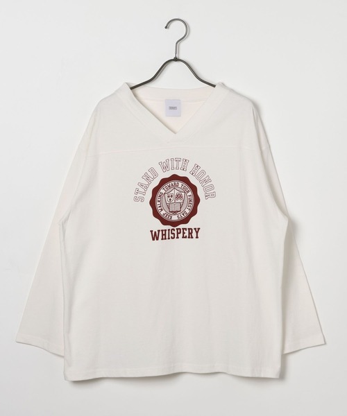 GEORGE'S（ジョージズ）の「フットボールロンＴ（Tシャツ/カットソー・レディース・オフホワイト/グリーン/ネイビー・FREE）」の6枚目の写真