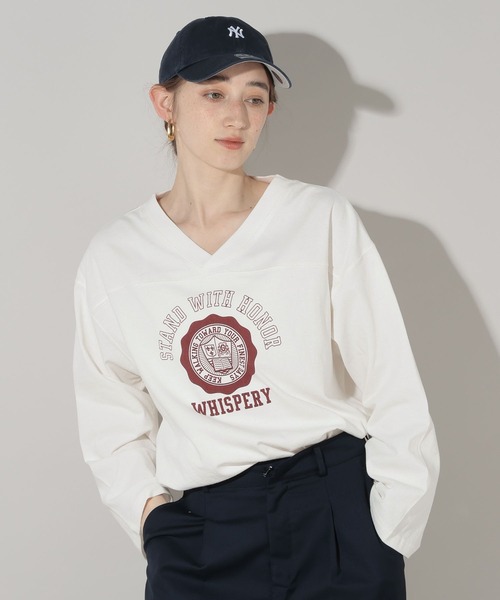 GEORGE'S（ジョージズ）の「フットボールロンＴ（Tシャツ/カットソー・レディース・オフホワイト/グリーン/ネイビー・FREE）」の21枚目の写真