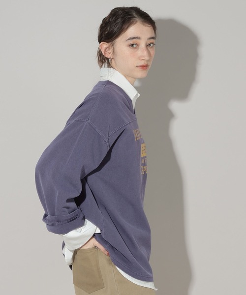 GEORGE'S（ジョージズ）の「フットボールロンＴ（Tシャツ/カットソー・レディース・オフホワイト/グリーン/ネイビー・FREE）」の4枚目の写真