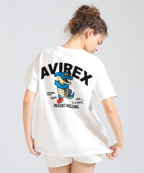 AVIREX(アヴィレックス)の「《WEB&DEPOT限定》USS FORT SNELLING T-SHIRT(Tシャツ/カットソー・レディース・ホワイト/サックスブルー/オリーブ/ブラック/ピンク・F)」の2枚目の写真