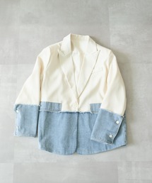 DOLLUPOOPS（ドールアップウップス）の「【新作10％off!! ～3月26日9：59まで】Denim Combination Tailored Jacket(デニム切替テーラードジャケット)（テーラードジャケット）」