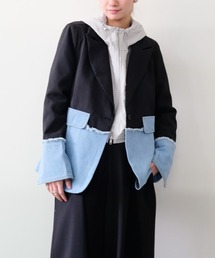 DOLLUPOOPS（ドールアップウップス）の「【新作10％off!! ～3月26日9：59まで】Denim Combination Tailored Jacket(デニム切替テーラードジャケット)（テーラードジャケット）」