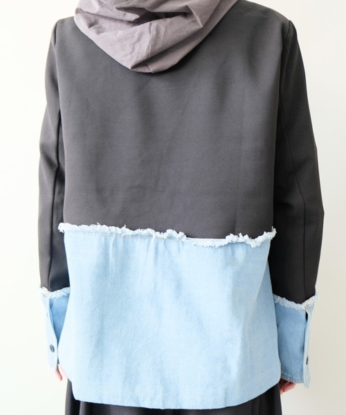 DOLLUPOOPS(ドールアップウップス)の「Denim Combination Tailored Jacket(デニム切替テーラードジャケット)(テーラードジャケット・レディース・ブラック/アイボリー・FREE)」の18枚目の写真