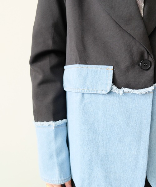 セール】Denim Combination Tailored Jacket(デニム切替テーラード
