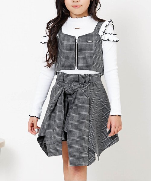 チェックビスチェ&シャツ巻き風キュロットセット(セットアップ チェックビスチェ&シャツ巻き風キュロットセット(セットアップ