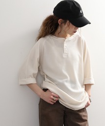 JEMORGAN ワッフル7分袖ヘンリー