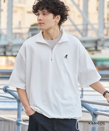 KANGOL（カンゴール）の「KANGOL カンゴール 別注 ロゴ ワンポイント刺繍 ハーフジップ ドローコード 半袖プルオーバー<UVカット 吸水速乾>（Tシャツ/カットソー）」