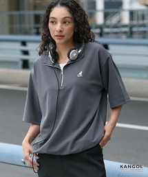 KANGOL/カンゴール 別注 ロゴ ワンポイント刺繍 ハーフジップ ドローコード 半袖プルオーバー<UVカット/吸水速乾>