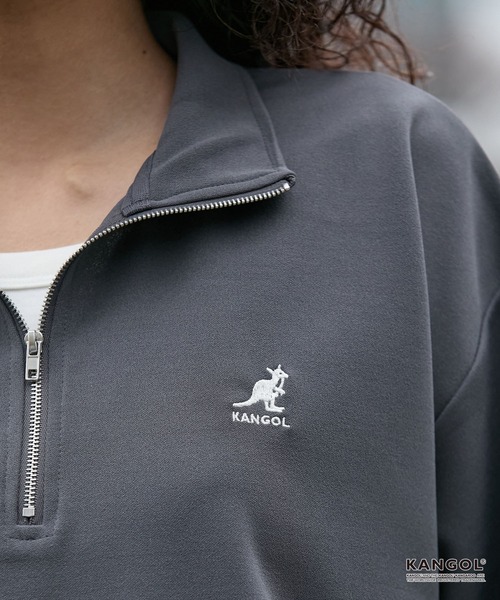 KANGOL/カンゴール 別注 ロゴ ワンポイント刺繍 ハーフジップ ドロー
