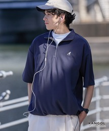 KANGOL（カンゴール）の「KANGOL カンゴール 別注 ロゴ ワンポイント刺繍 ハーフジップ ドローコード 半袖プルオーバー<UVカット 吸水速乾>（Tシャツ/カットソー）」