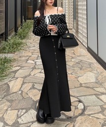 リボンデザインツイードニットワンピース 春服（ワンピース）｜rienda