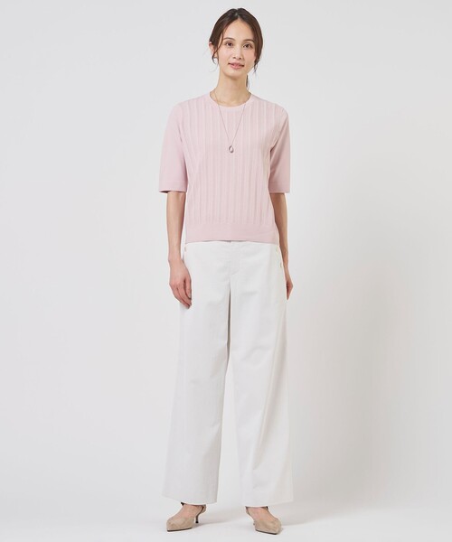 J.PRESS Ladies(J.プレス レディス)の「【アンサンブル着用可】Rayon Elite Stretch クルーネック ニット(ニット/セーター・レディース・ベージュ系/サックスブルー系/ネイビー系/ピンク系・SMALL)」の7枚目の写真