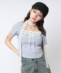 SPIRALGIRL | ドット柄チョーカーレイヤードトップス(Tシャツ/カットソー)