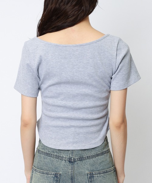 SPIRALGIRL(スパイラルガール)の「ドット柄チョーカーレイヤードトップス(Tシャツ/カットソー・レディース・グレー/ブラック・FREE)」の20枚目の写真