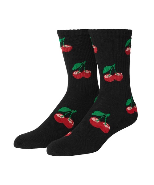 HUF（ハフ）の「CHERRY BOMB CREW SOCKS（ソックス/靴下・メンズ・ホワイト/ブラック・O/S）」の2枚目の写真