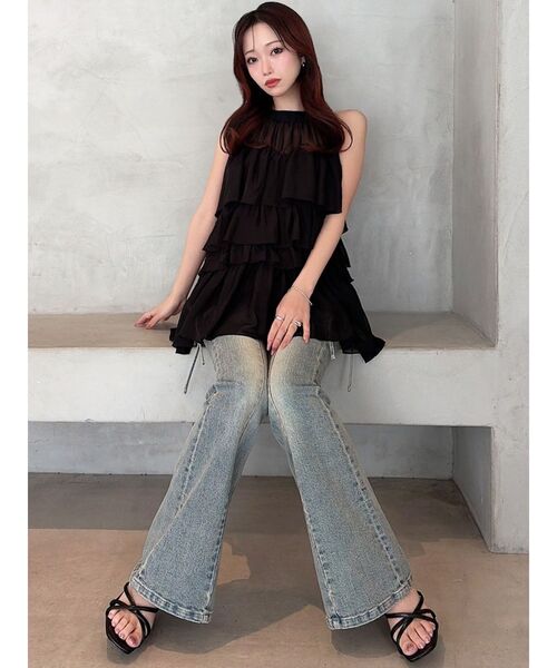 RESEXXY(リゼクシー)の「アメスリラッフルチュニック【セットアップ着用可能】(シャツ/ブラウス・レディース・ピンク/ブラック/アイボリー・FREE)」の8枚目の写真