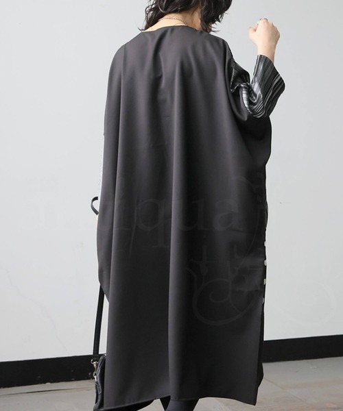 antiqua(アンティカ)の「七分袖 異素材切替 ロング ワンピース(ワンピース・レディース・ブラック・ONESIZE)」の5枚目の写真