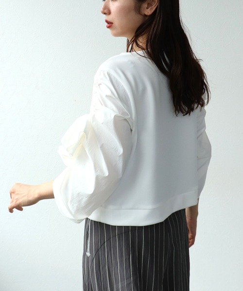 Cepica（セピカ）の「【MARECHAL TERRE / マルシャルテル】RUFFLE SLEEVE TOPS（Tシャツ/カットソー・レディース・オフホワイト/ブラック・FREE）」の6枚目の写真