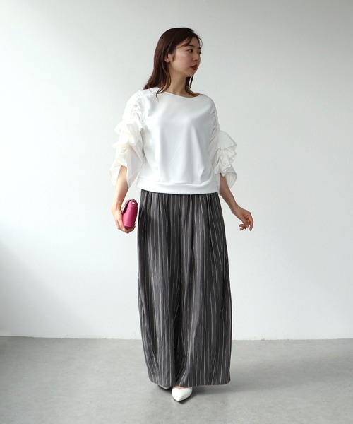 Cepica（セピカ）の「【MARECHAL TERRE / マルシャルテル】RUFFLE SLEEVE TOPS（Tシャツ/カットソー・レディース・オフホワイト/ブラック・FREE）」の8枚目の写真