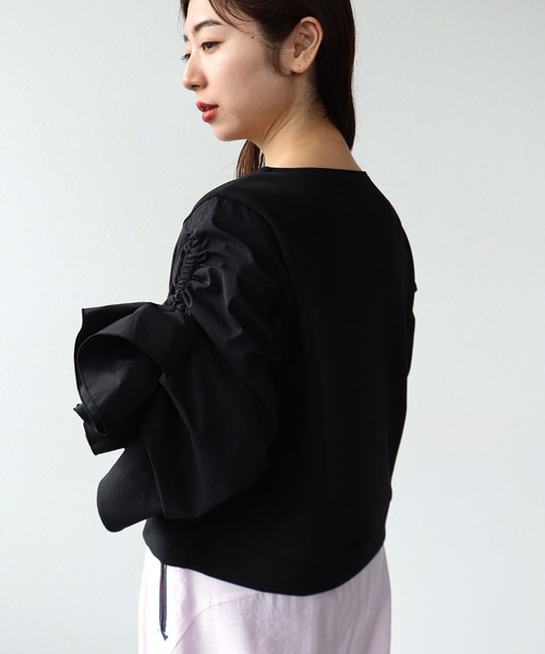 Cepica（セピカ）の「【MARECHAL TERRE / マルシャルテル】RUFFLE SLEEVE TOPS（Tシャツ/カットソー・レディース・オフホワイト/ブラック・FREE）」の10枚目の写真