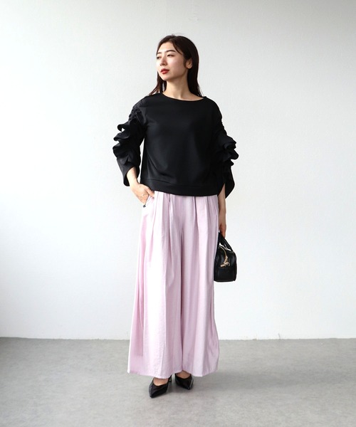 Cepica（セピカ）の「【MARECHAL TERRE / マルシャルテル】RUFFLE SLEEVE TOPS（Tシャツ/カットソー・レディース・オフホワイト/ブラック・FREE）」の12枚目の写真