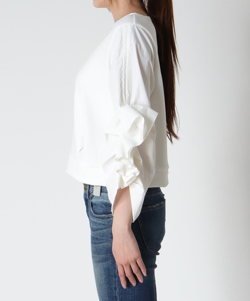 Cepica（セピカ）の「【MARECHAL TERRE / マルシャルテル】RUFFLE SLEEVE TOPS（Tシャツ/カットソー・レディース・オフホワイト/ブラック・FREE）」の14枚目の写真