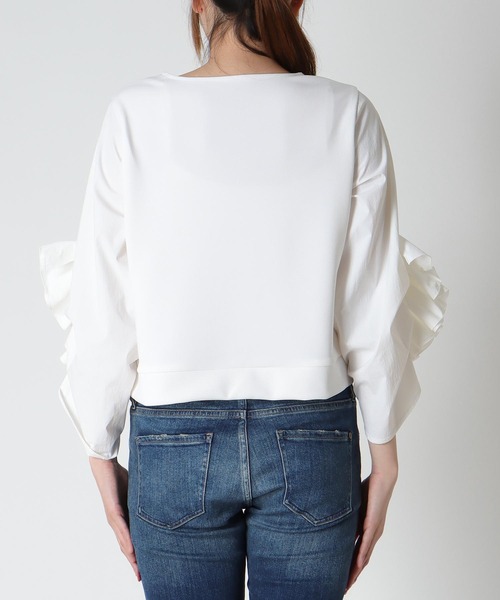 Cepica（セピカ）の「【MARECHAL TERRE / マルシャルテル】RUFFLE SLEEVE TOPS（Tシャツ/カットソー・レディース・オフホワイト/ブラック・FREE）」の15枚目の写真