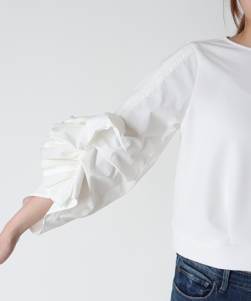 Cepica（セピカ）の「【MARECHAL TERRE / マルシャルテル】RUFFLE SLEEVE TOPS（Tシャツ/カットソー・レディース・オフホワイト/ブラック・FREE）」の17枚目の写真