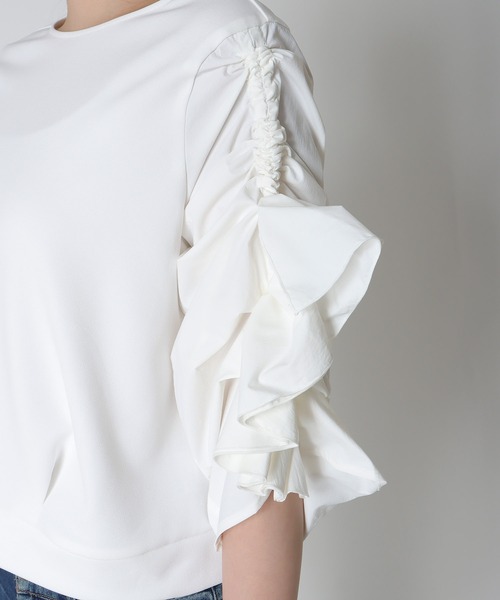 Cepica（セピカ）の「【MARECHAL TERRE / マルシャルテル】RUFFLE SLEEVE TOPS（Tシャツ/カットソー・レディース・オフホワイト/ブラック・FREE）」の20枚目の写真