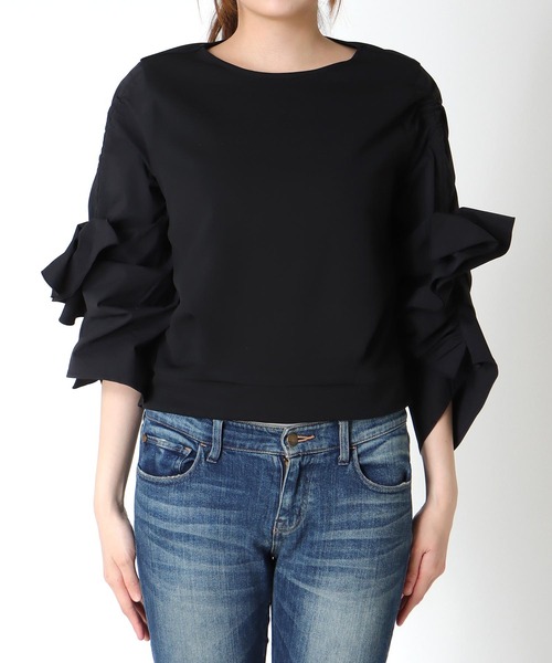Cepica（セピカ）の「【MARECHAL TERRE / マルシャルテル】RUFFLE SLEEVE TOPS（Tシャツ/カットソー・レディース・オフホワイト/ブラック・FREE）」の21枚目の写真