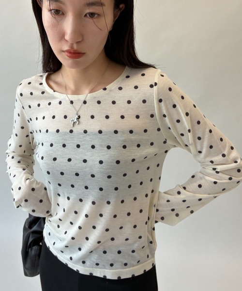 FUULLY STUDIO(フーリィーステューディオ)の「シアードットクルーネックロングTEE(Tシャツ/カットソー・レディース・ブラック/オフホワイト/グレー/ブラウン・FREE)」の20枚目の写真