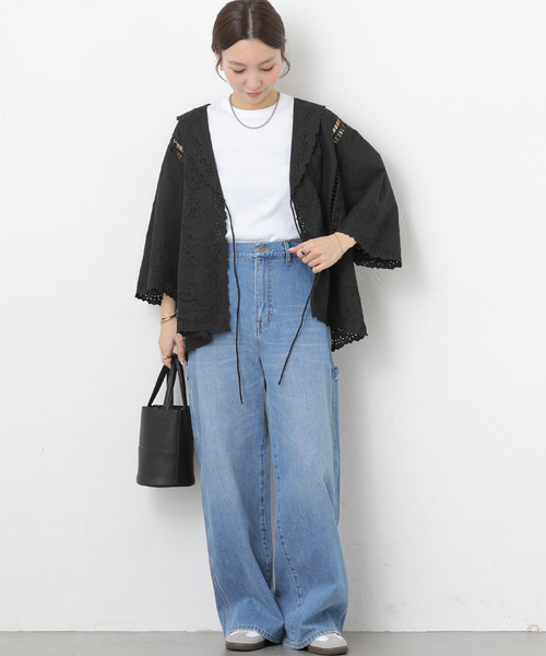JOURNAL STANDARD relume(ジャーナルスタンダード レリューム)の「スクエアエンブロイダリーフラットカラーブラウス(シャツ/ブラウス・レディース・ブラック/ホワイト・FREE)」の4枚目の写真