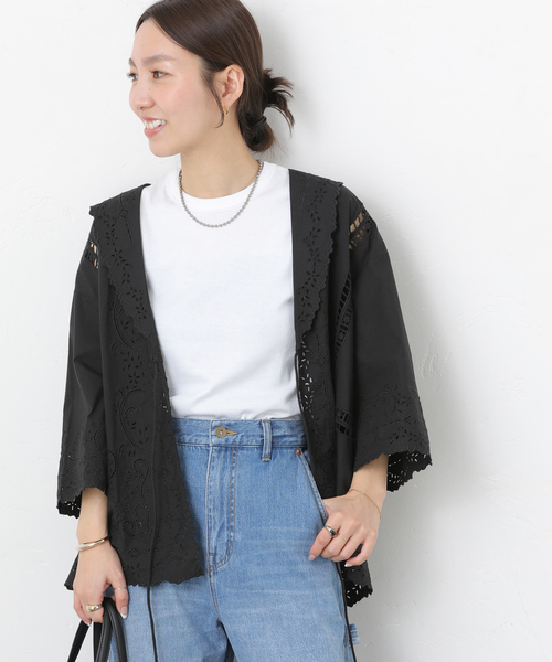 JOURNAL STANDARD relume(ジャーナルスタンダード レリューム)の「スクエアエンブロイダリーフラットカラーブラウス(シャツ/ブラウス・レディース・ブラック/ホワイト・FREE)」の8枚目の写真
