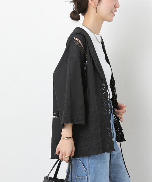 JOURNAL STANDARD relume(ジャーナルスタンダード レリューム)の「スクエアエンブロイダリーフラットカラーブラウス(シャツ/ブラウス・レディース・ブラック/ホワイト・FREE)」の9枚目の写真