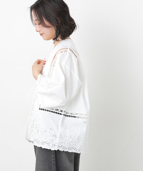 JOURNAL STANDARD relume(ジャーナルスタンダード レリューム)の「スクエアエンブロイダリーフラットカラーブラウス(シャツ/ブラウス・レディース・ブラック/ホワイト・FREE)」の17枚目の写真