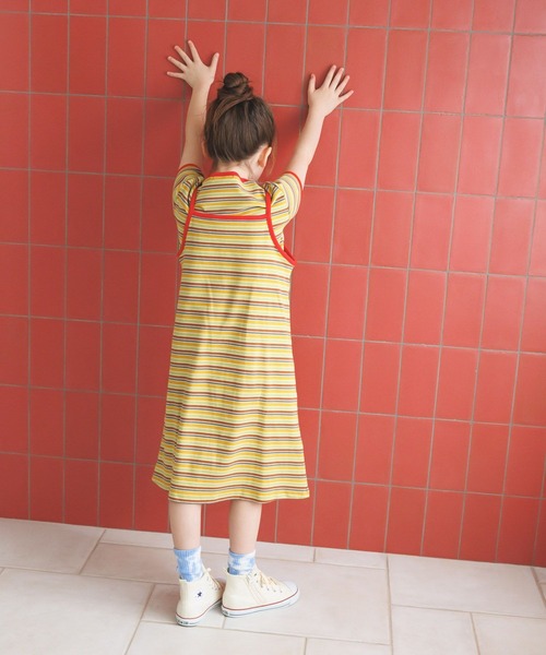 BAYFLOW（ベイフロー）の「[Tシャツ＋ワンピSET(3way)]ボーダーコンビキャミワンピ(KIDS)（ワンピース・キッズ・ネイビー系/イエロー系・110cm/150cm/130cm）」の6枚目の写真
