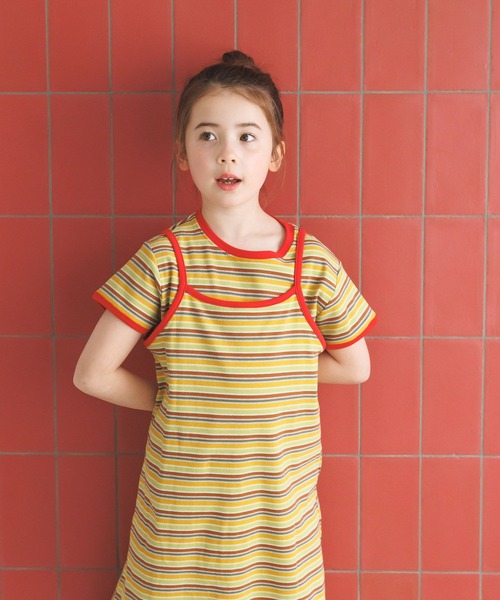 BAYFLOW（ベイフロー）の「[Tシャツ＋ワンピSET(3way)]ボーダーコンビキャミワンピ(KIDS)（ワンピース・キッズ・ネイビー系/イエロー系・110cm/150cm/130cm）」の8枚目の写真