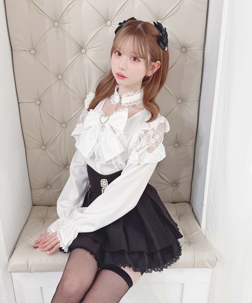 MA*RS(アメーバーマーズ)の「チョーカー付き肩フリルレースリボンブラウス(シャツ/ブラウス・レディース・ホワイト/ホワイト×ピンク/ブラック/ピンク系その他/ホワイト×ホワイト/ブラック×ブラック/ブラック×ホワイト・FREE)」の19枚目の写真