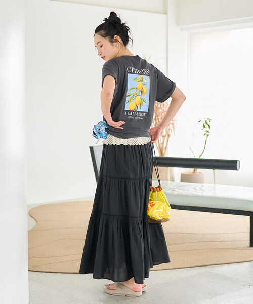FREAK'S STORE(フリークスストア)の「FRUIT OF THE LOOM × FREAK'S STORE/フルーツオブザルーム 別注 シトロンプリント ビッグTシルエットTシャツ(Tシャツ/カットソー・レディース・ナチュラル/ライトグレー/ブラック・フリ-)」の6枚目の写真